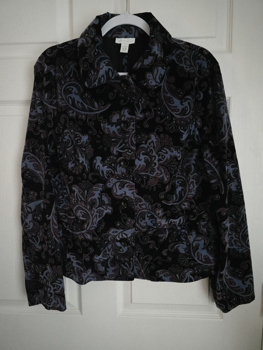 Vintage Charter Club Purple Paisley Corduroy Jacket L Whimsigoth Boho Shacket